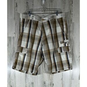 Levis SilverTab Relaxed Straight Fit Cargo Shorts Size 36x12 Brown Plaid NOS NWT
